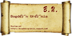 Bogdán Uránia névjegykártya